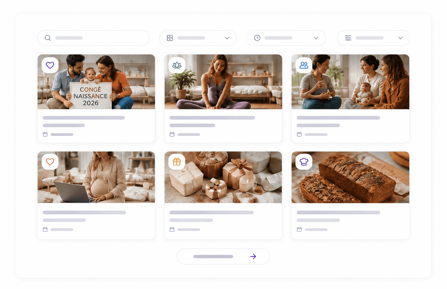 Hub éditorial WordPress, grille de cartes filtrable créée avec Smart Content Engine